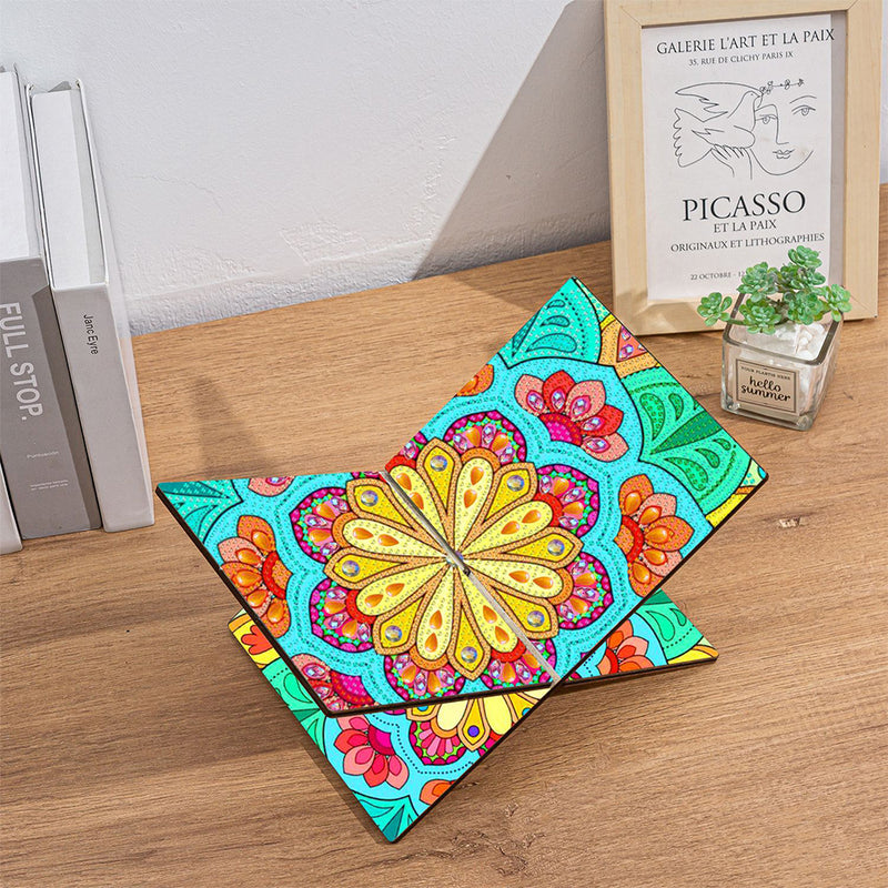 Chrysanthemum Mandala Wooden Hands-Free Desktop Book Holder Diamond Painting Kits