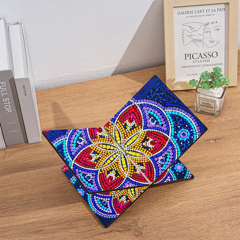 Blue and Red Mandala Wooden Hands-Free Desktop Book Holder Diamond Painting Kits