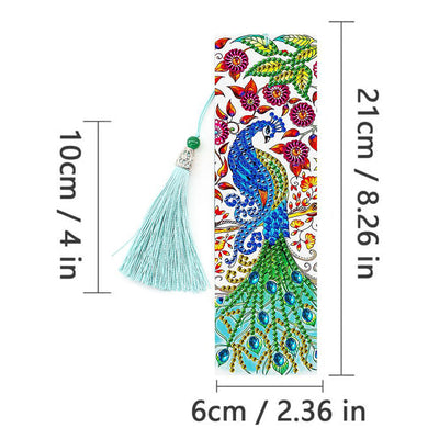 2Pcs Peacock Girl Leather Bookmark Diamond Painting Kits