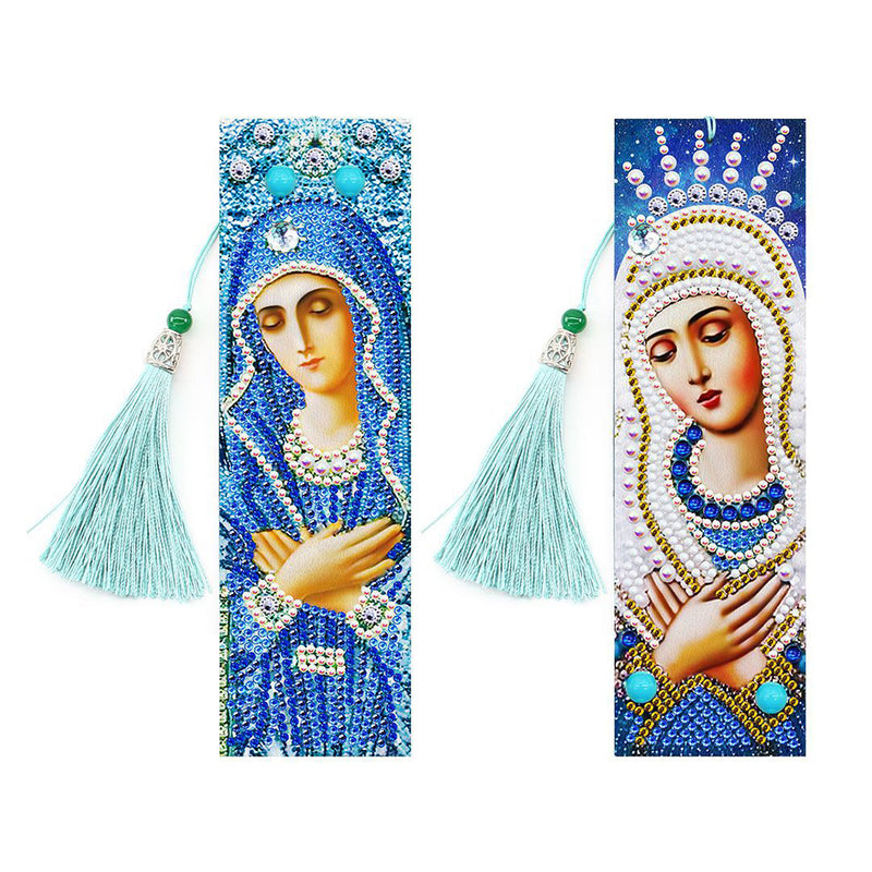 2Pcs Virgin Mary Leather Bookmark Diamond Painting Kits