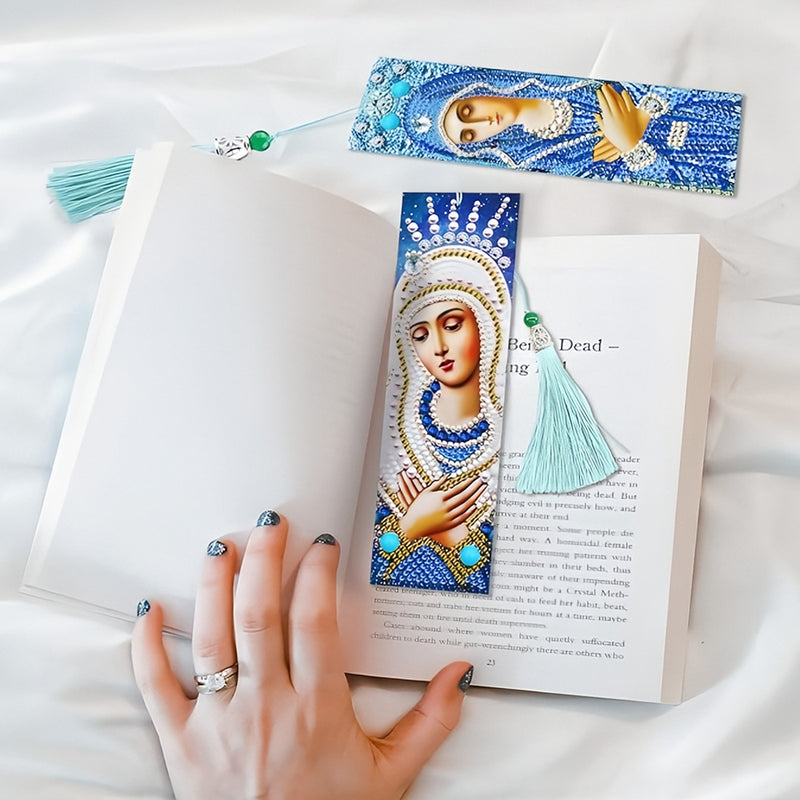 2Pcs Virgin Mary Leather Bookmark Diamond Painting Kits