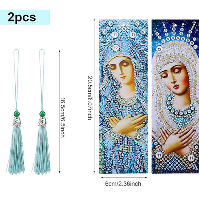 2Pcs Virgin Mary Leather Bookmark Diamond Painting Kits