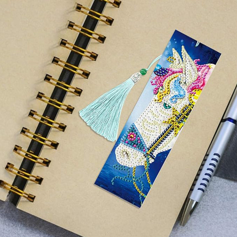 2Pcs White Horse Leather Bookmark Diamond Painting Kits