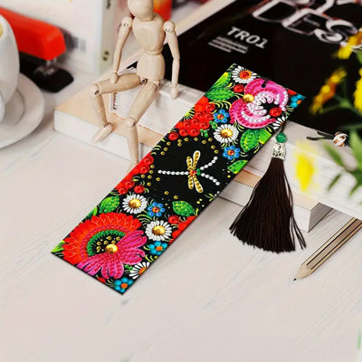 2Pcs Colorful Flowers Leather Bookmark Diamond Painting Kits