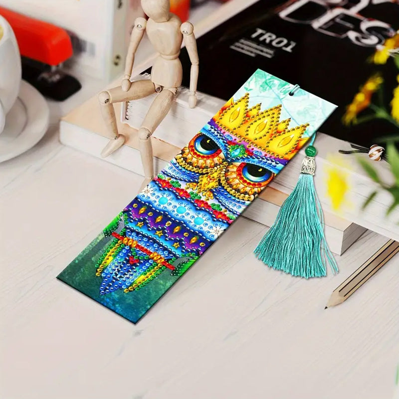 2Pcs Blue Owl Leather Bookmark Diamond Painting Kits