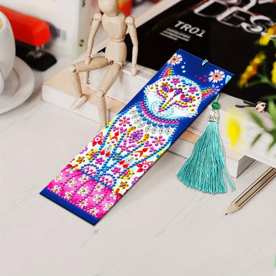 2Pcs Cartoon Cat Leather Bookmark Diamond Painting Kits