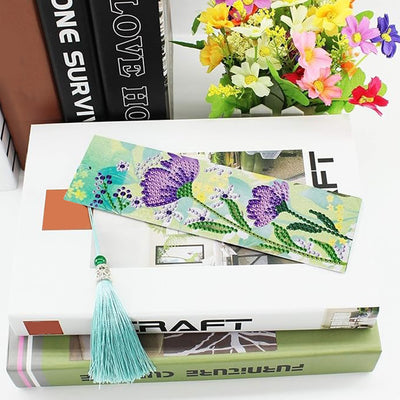 2Pcs Flower and Bird Leather Bookmark Diamond Painting Kits