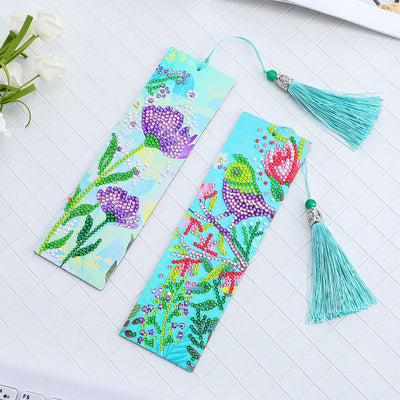 2Pcs Flower and Bird Leather Bookmark Diamond Painting Kits