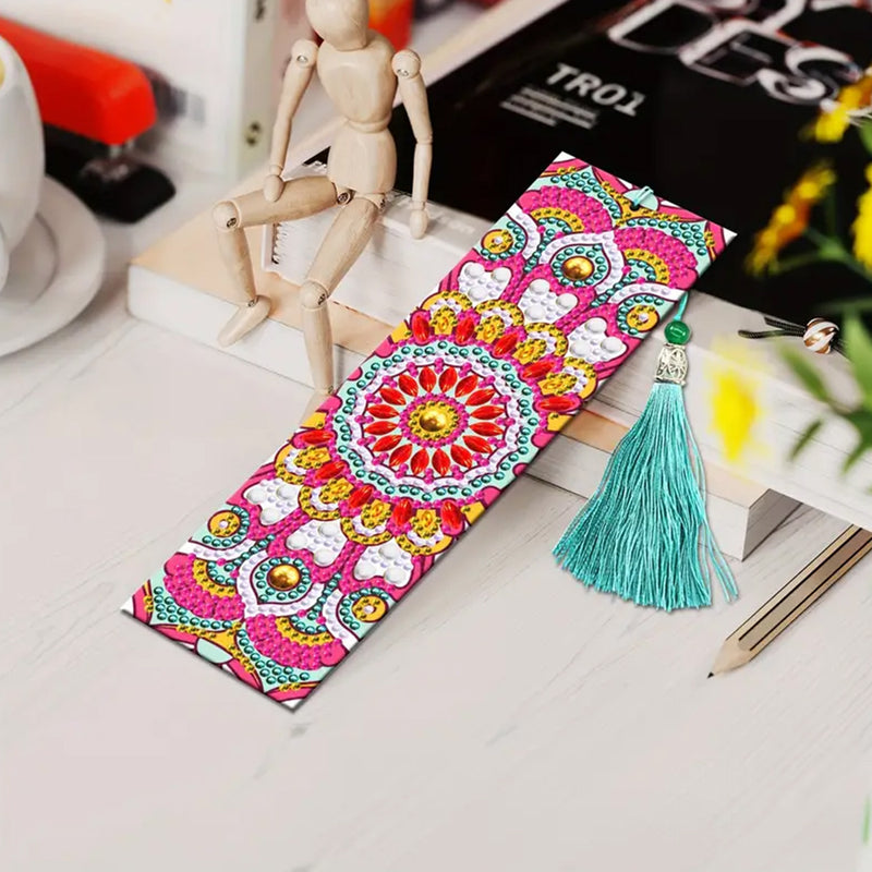 2Pcs Beautiful Red Mandala Leather Bookmark Diamond Painting Kits