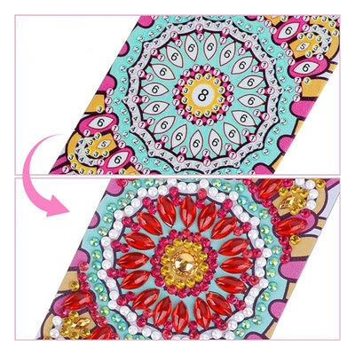 2Pcs Beautiful Red Mandala Leather Bookmark Diamond Painting Kits