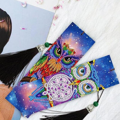 2Pcs Owl at Night Leather Bookmark Diamond Painting Kits