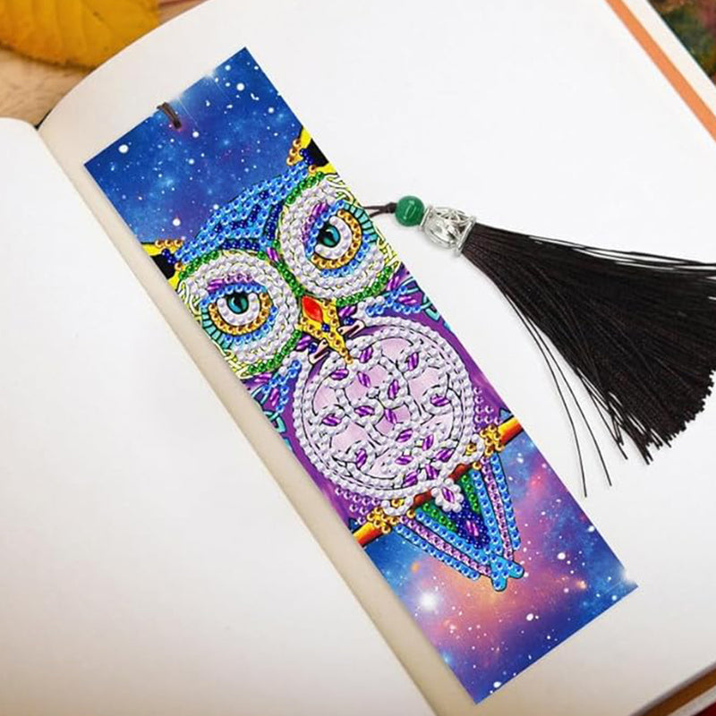 2Pcs Owl at Night Leather Bookmark Diamond Painting Kits