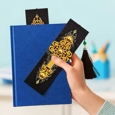 2Pcs Gold Cross Leather Bookmark Diamond Painting Kits