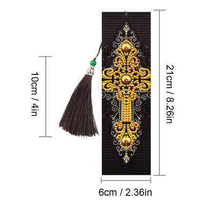 2Pcs Gold Cross Leather Bookmark Diamond Painting Kits