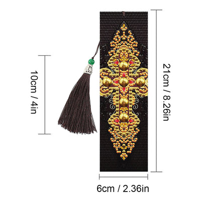 2Pcs Gold Cross Leather Bookmark Diamond Painting Kits