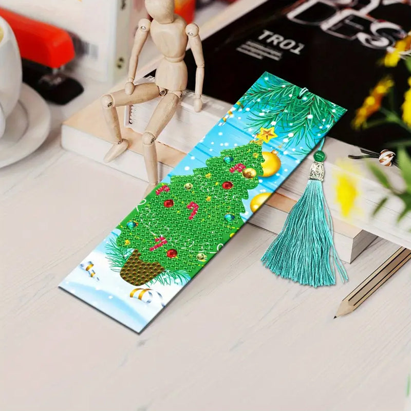 4Pcs Christmas Leather Bookmark Diamond Painting Kits