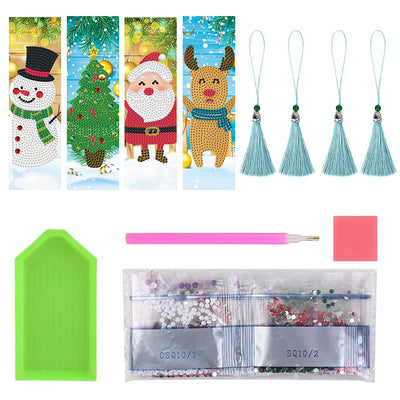 4Pcs Christmas Leather Bookmark Diamond Painting Kits