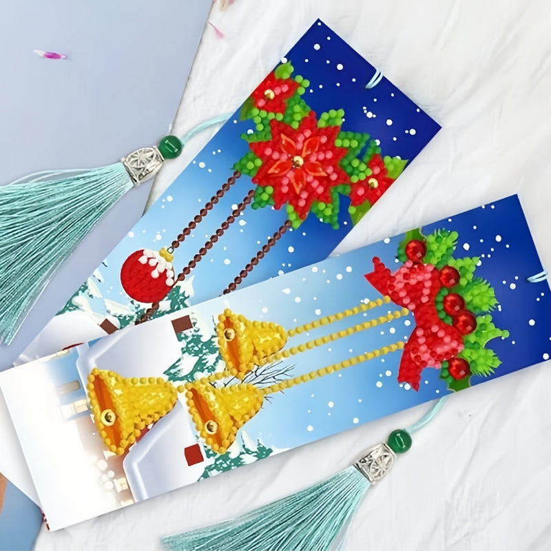 4Pcs Christmas Decorations Leather Bookmark Diamond Painting Kits