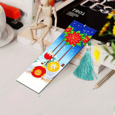 4Pcs Christmas Decorations Leather Bookmark Diamond Painting Kits