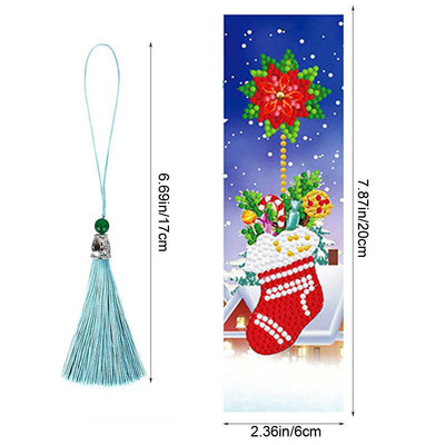 4Pcs Christmas Decorations Leather Bookmark Diamond Painting Kits