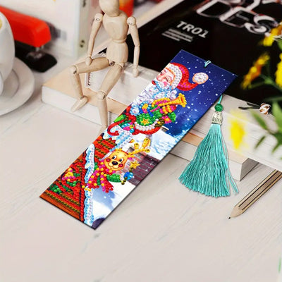 4Pcs Santa Claus and Christmas Tree Leather Bookmark Diamond Painting Kits