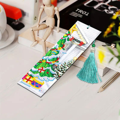 4Pcs Santa Claus and Christmas Tree Leather Bookmark Diamond Painting Kits