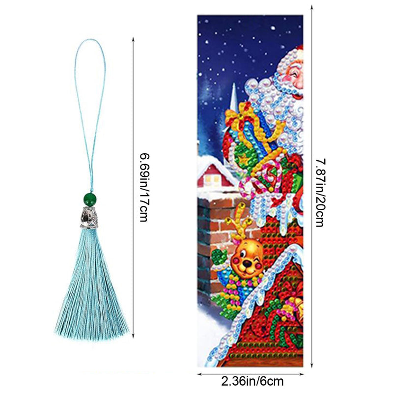 4Pcs Santa Claus and Christmas Tree Leather Bookmark Diamond Painting Kits