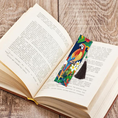 2Pcs Colorful Parrot Leather Bookmark Diamond Painting Kits