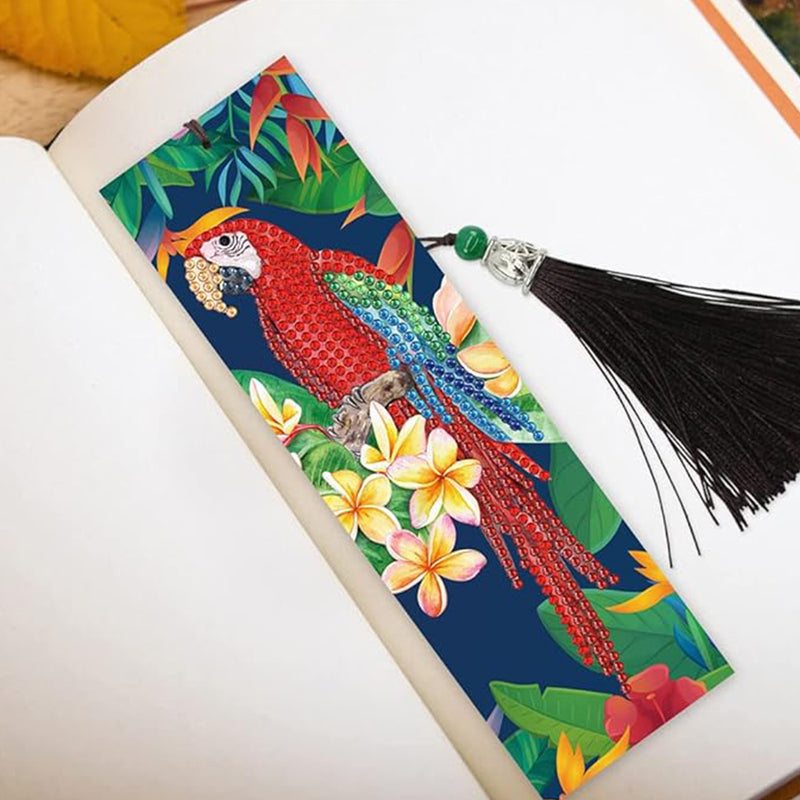 2Pcs Colorful Parrot Leather Bookmark Diamond Painting Kits