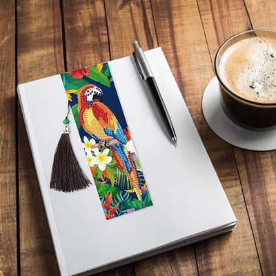 2Pcs Colorful Parrot Leather Bookmark Diamond Painting Kits