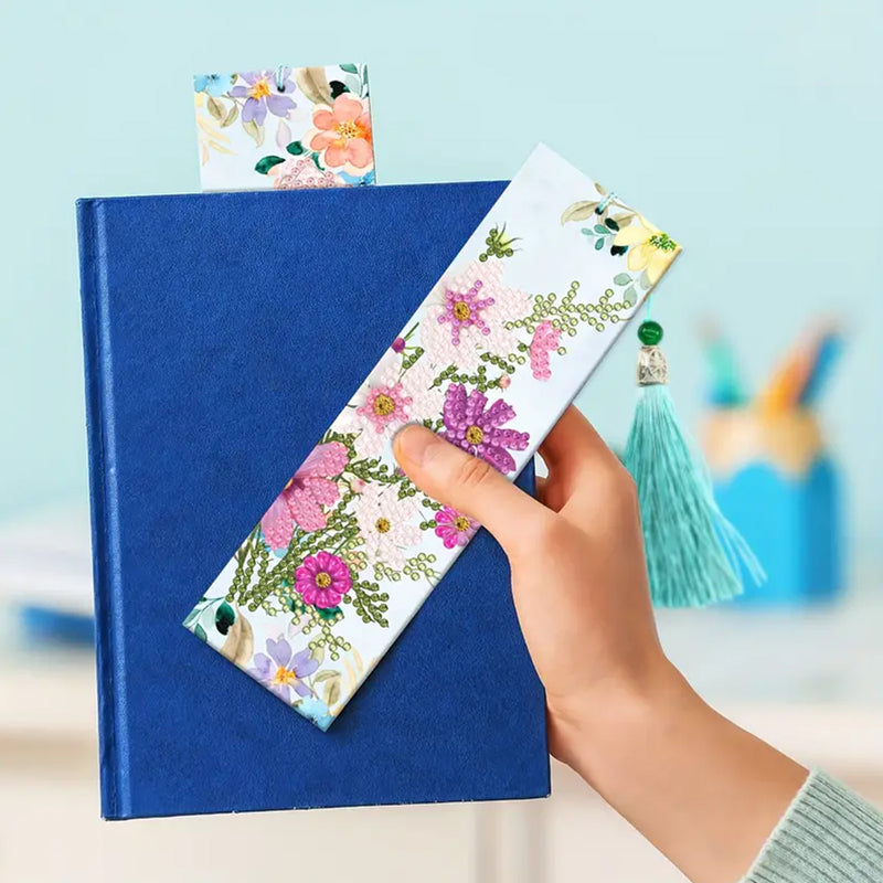 2Pcs Poppy Flowers Leather Bookmark Diamond Painting Kits