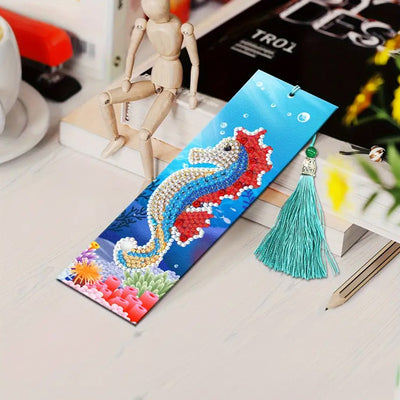 2Pcs Cute Seahorse Leather Bookmark Diamond Painting Kits