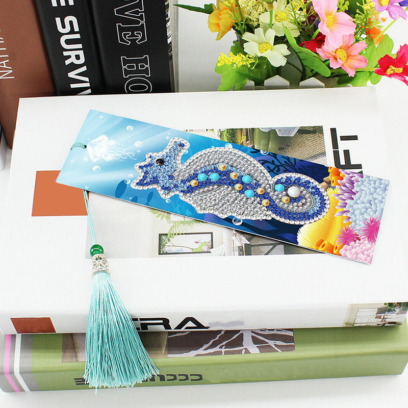 2Pcs Cute Seahorse Leather Bookmark Diamond Painting Kits