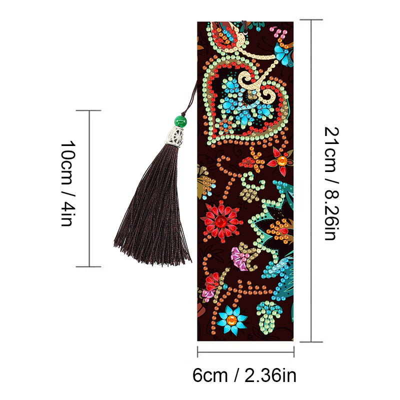 2Pcs Enchanting Flowers Leather Bookmark Diamond Painting Kits