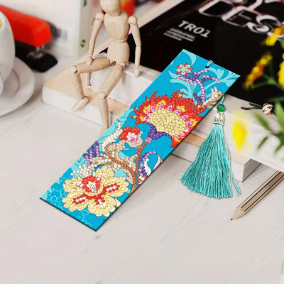 2Pcs Charming Flowers Leather Bookmark Diamond Painting Kits