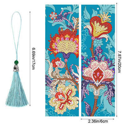 2Pcs Charming Flowers Leather Bookmark Diamond Painting Kits