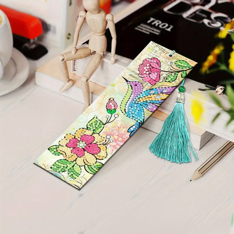 2Pcs Flowers and Birds Leather Bookmark Diamond Painting Kits