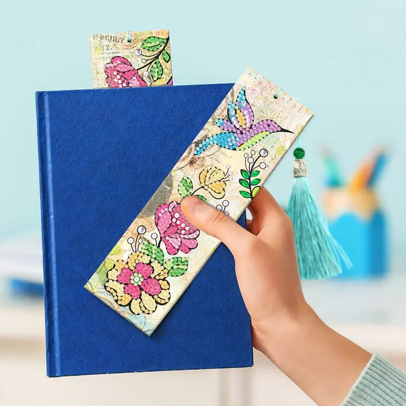 2Pcs Flowers and Birds Leather Bookmark Diamond Painting Kits