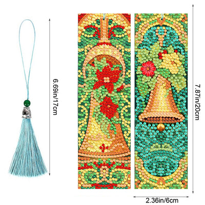 2Pcs Christmas Bells Leather Bookmark Diamond Painting Kits