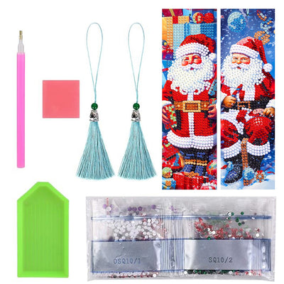 2Pcs Santa Claus Leather Bookmark Diamond Painting Kits