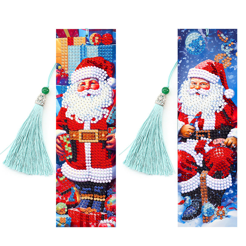 2Pcs Santa Claus Leather Bookmark Diamond Painting Kits