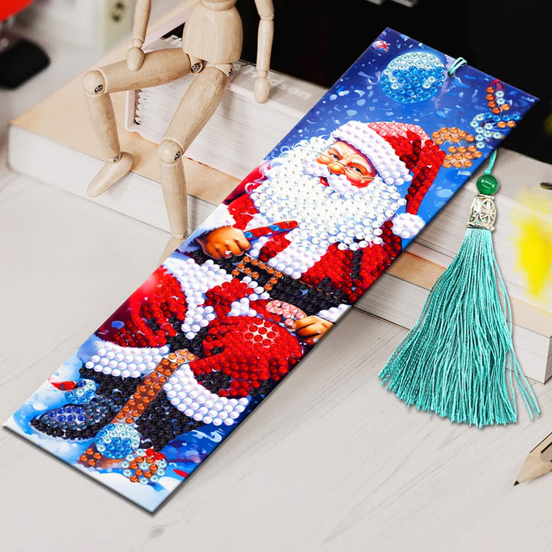 2Pcs Santa Claus Leather Bookmark Diamond Painting Kits