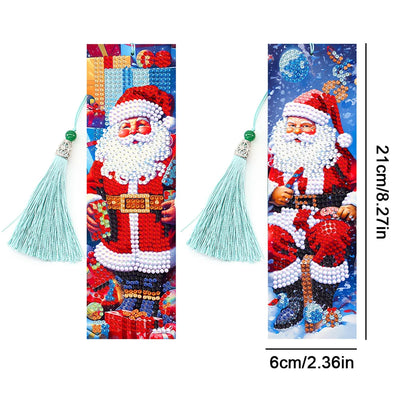 2Pcs Santa Claus Leather Bookmark Diamond Painting Kits