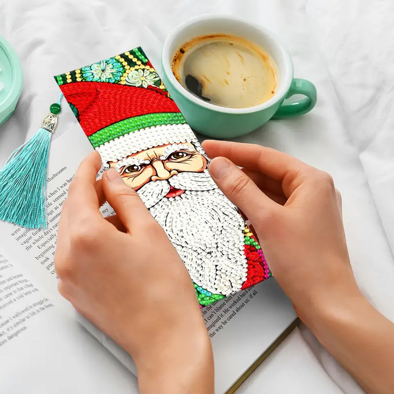 2Pcs Santa Claus with White Beard Leather Bookmark Diamond Painting Kits