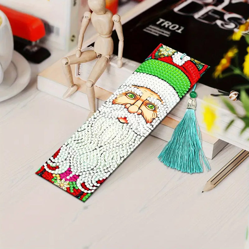 2Pcs Santa Claus with White Beard Leather Bookmark Diamond Painting Kits