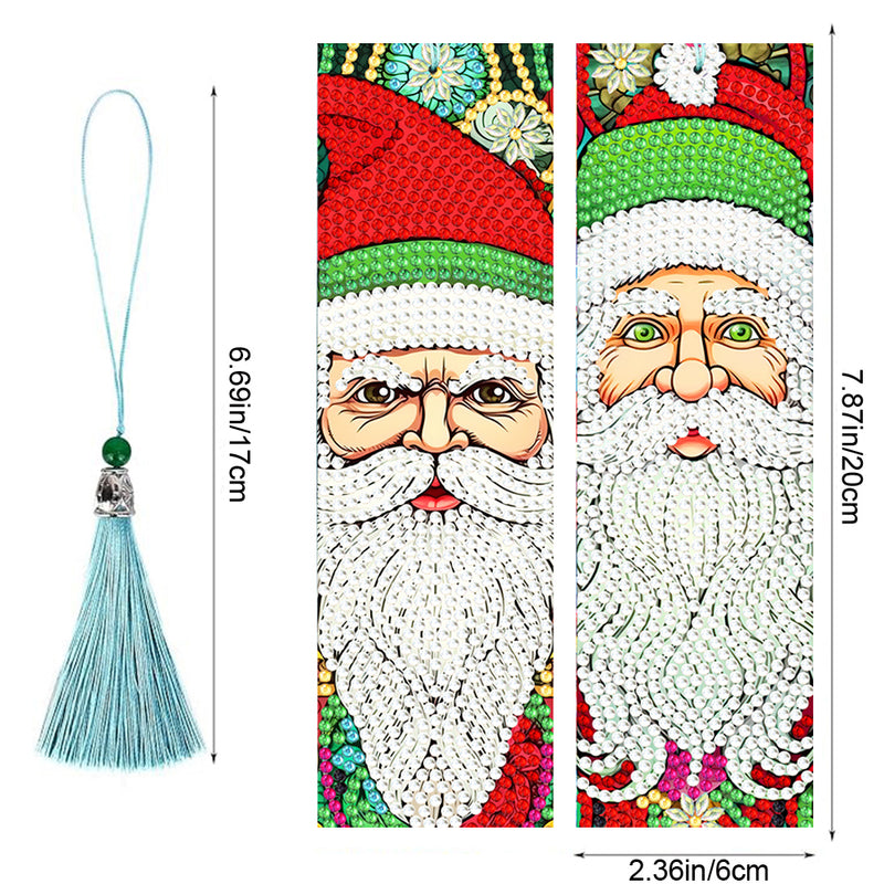 2Pcs Santa Claus with White Beard Leather Bookmark Diamond Painting Kits