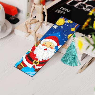 2Pcs Cartoon Santa Claus Leather Bookmark Diamond Painting Kits