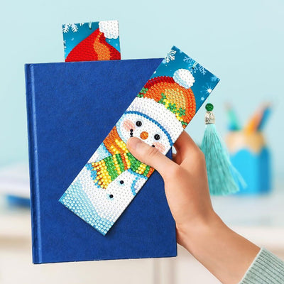 2Pcs Christmas Snowman Leather Bookmark Diamond Painting Kits