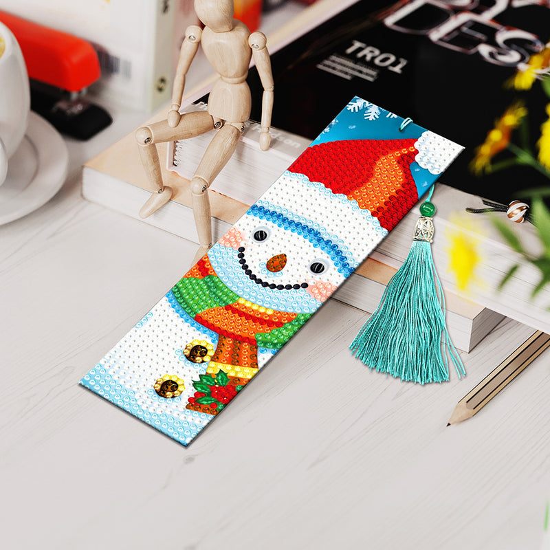 2Pcs Christmas Snowman Leather Bookmark Diamond Painting Kits