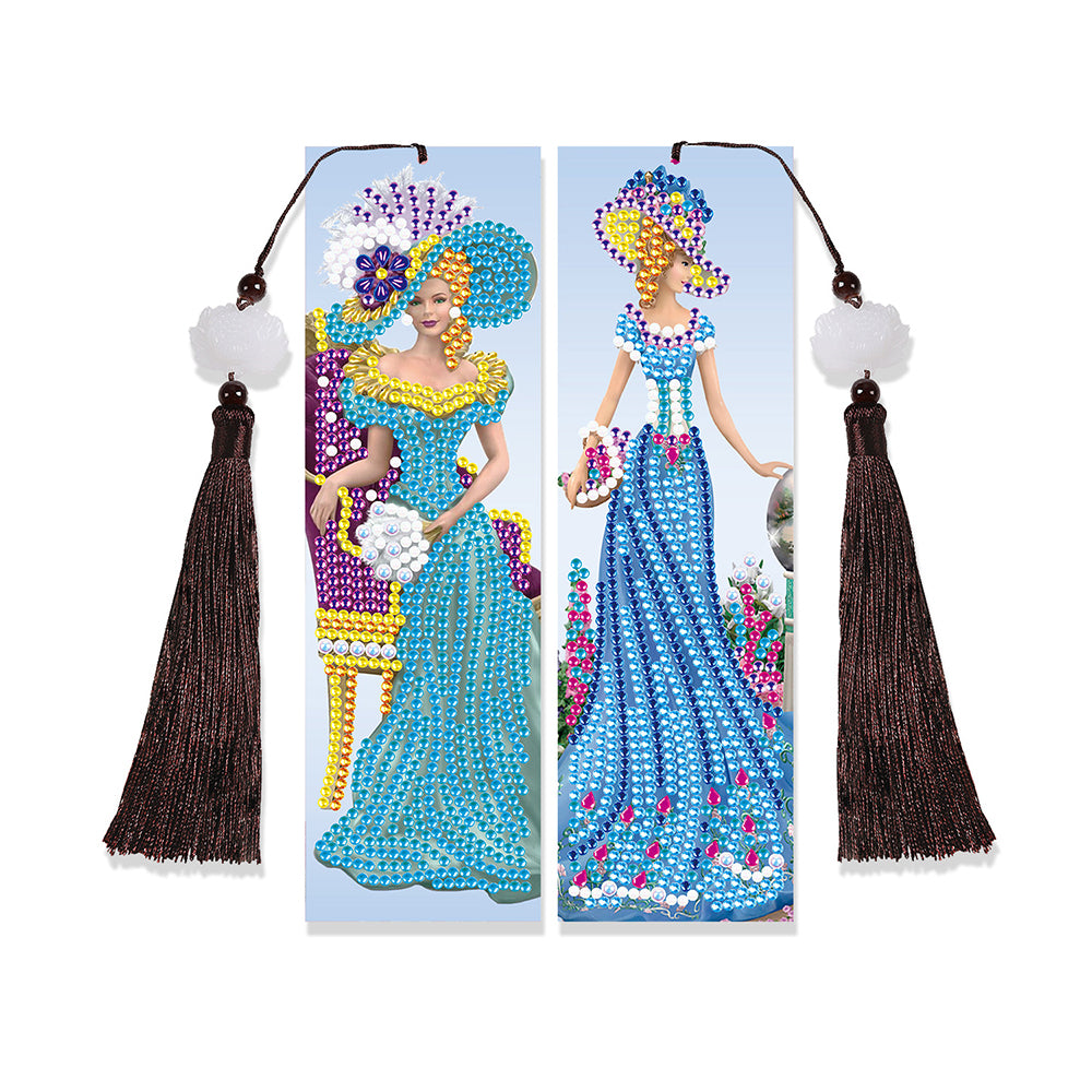 2/18Pcs Charming Women Leather Bookmark Diamond Painting Kits